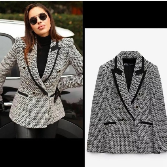 NWT ZARA Double Breasted Blazer Balmain Style L Blogger’s Favorite - Picture 9 of 9
